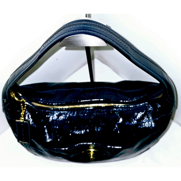 Coach Vintage Ergo Azul Blue Patent Leather Shoulder Bag - Picture 4 of 9